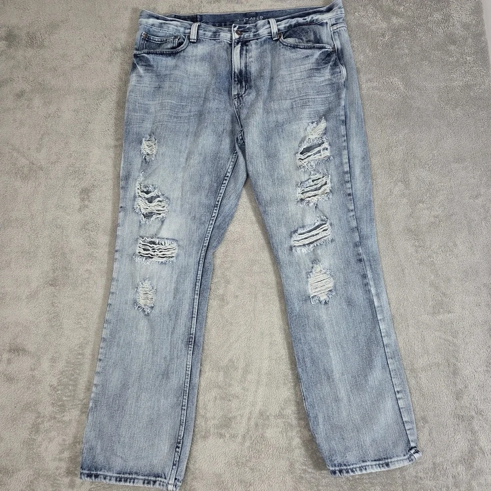 Flypaper Jeans Men's 40x32 Straight Fit Distressed‎ Embroidered Pockets Ripped